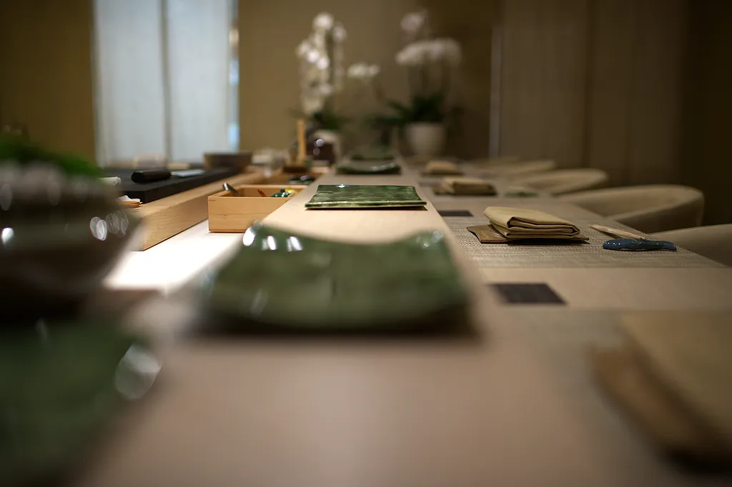 A place setting waiting at the counter