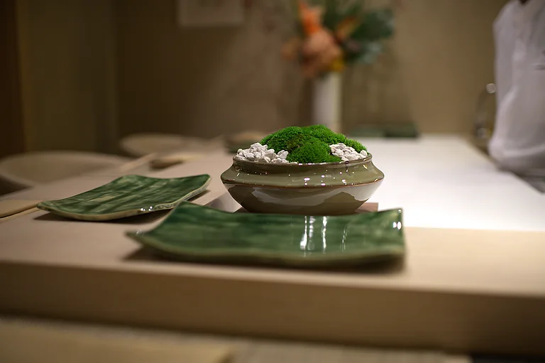 A place setting on the counter