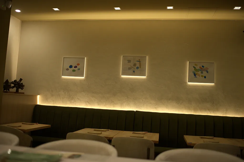 Dining tables set and waiting before doors